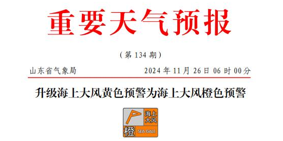 山东海上大风橙色预警，，，，，，部分口岸或暂停作业